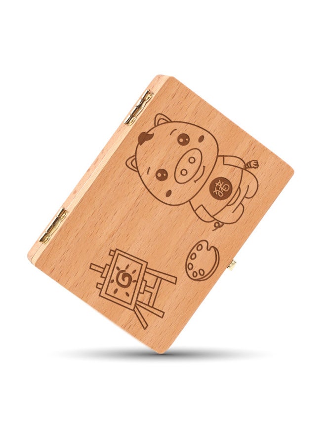 Le Mu Wooden Small Primary Teeth Box Teeth Collection Box Baby's Primary Teeth Hair Preservation Box Personalized Commemorative Gift-Color:Qian Yi Monkey - Image 3