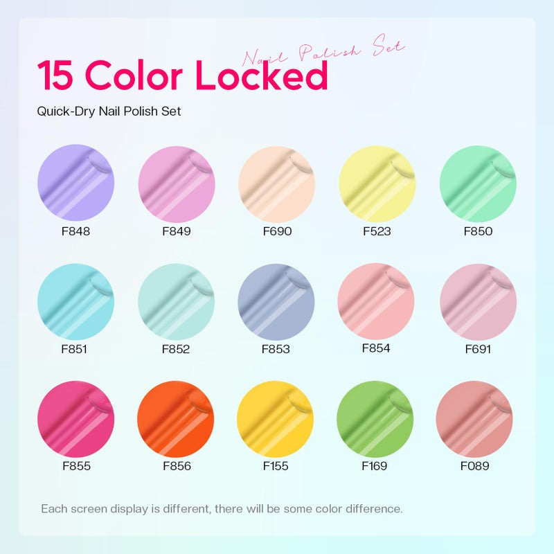 morovan Nail Polish Set Fingernail: Pastel Macaron Rainbow Nail Polish Kit Regular Neon Air Quick Dry Nail Polish Pack for Women Nail Art Design Gift Holiday Party 0.27oz - Image 3