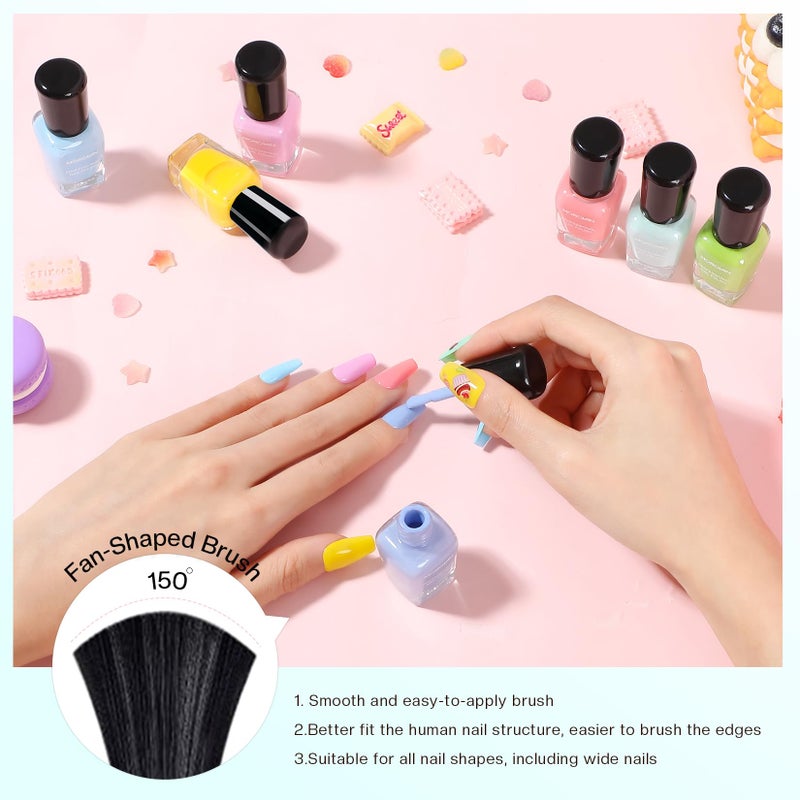 morovan Nail Polish Set Fingernail: Pastel Macaron Rainbow Nail Polish Kit Regular Neon Air Quick Dry Nail Polish Pack for Women Nail Art Design Gift Holiday Party 0.27oz - Image 5