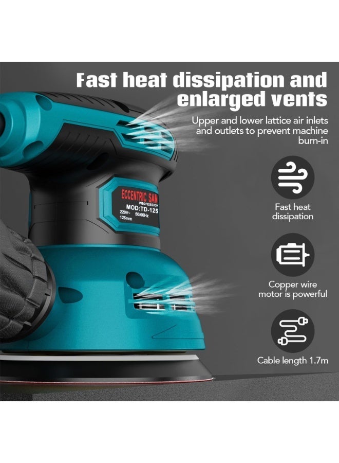 ZLH HITY 5-Inch Random Orbit Sander, 6 Variable Speeds 12000 RPM Orbital Sander, 3.0 Amp Electric Sander Machine with 5Pcs Sandpapers and Dust Collector for Woodworking Sanding Polishing - Image 5