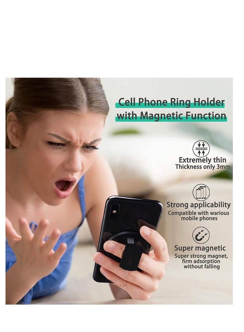 SYOSI حامل حلقة هاتف مغناطيسي، رفيع للغاية 3 مم مضاد للسقوط ومسند من السيليكون بحلقة خلفية للهاتف الخلوي وحامل للهاتف لتركيب السيارة المغناطيسي ومعظم الهواتف الذكية والأجهزة اللوحية - Image 3