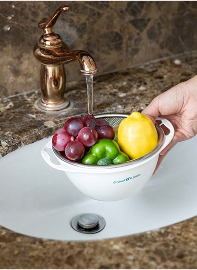 AL SANIDI - Stainless steel rice strainer, Rice, Vegetables and fruits strainer, White, Size 22 Cm - Image 1