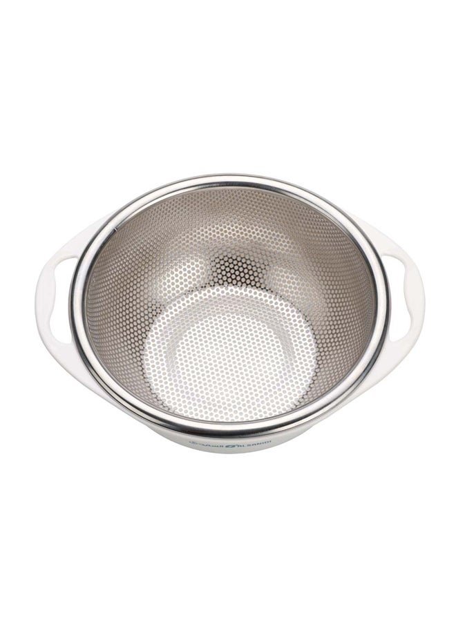 AL SANIDI - Stainless steel rice strainer, Rice, Vegetables and fruits strainer, White, Size 22 Cm - Image 1