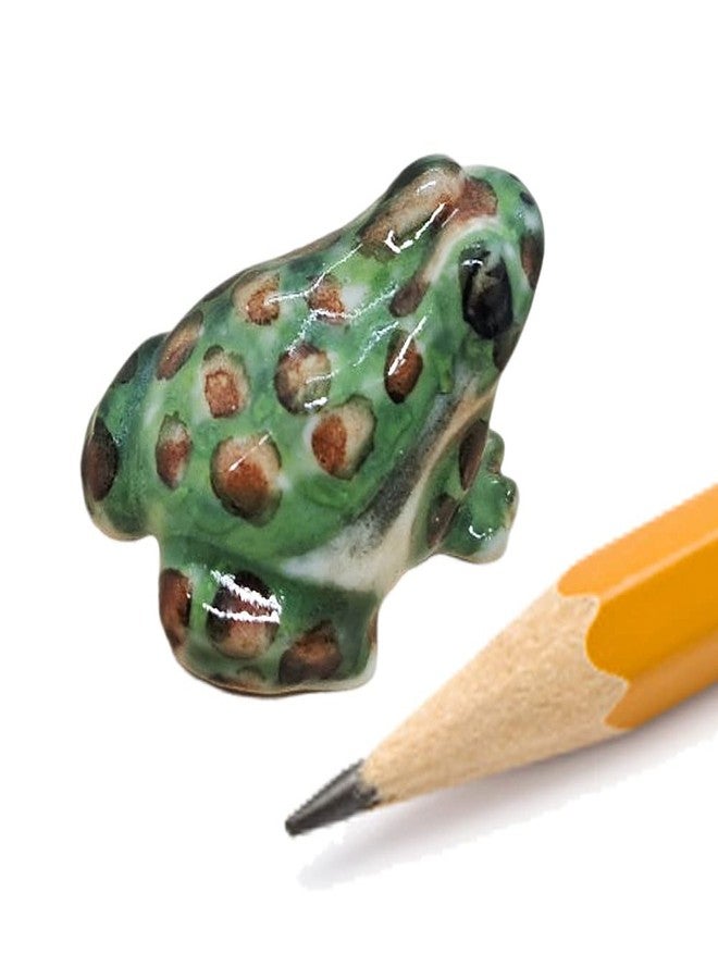 WitnyStore ¾ Inch Green Red Dot Frog Ceramic Figurine for Terrarium Decoration Collectible Statue for Adult Collectors Handcrafted Porcelain Ornament Sculpture Home Room Tabletop Decor - Image 1