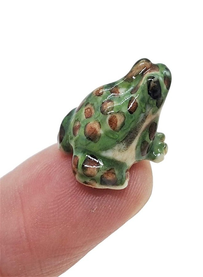 WitnyStore ¾ Inch Green Red Dot Frog Ceramic Figurine for Terrarium Decoration Collectible Statue for Adult Collectors Handcrafted Porcelain Ornament Sculpture Home Room Tabletop Decor - Image 3
