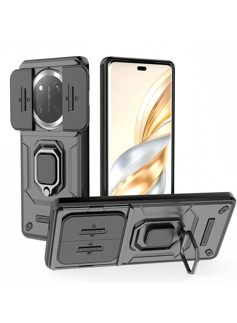 إكس ليفيل غطاء هاتف Honor X9c مع غطاء كاميرا منزلق وحلقة ستاند مضاد للخدوش وامتصاص الصدمات - Image 1