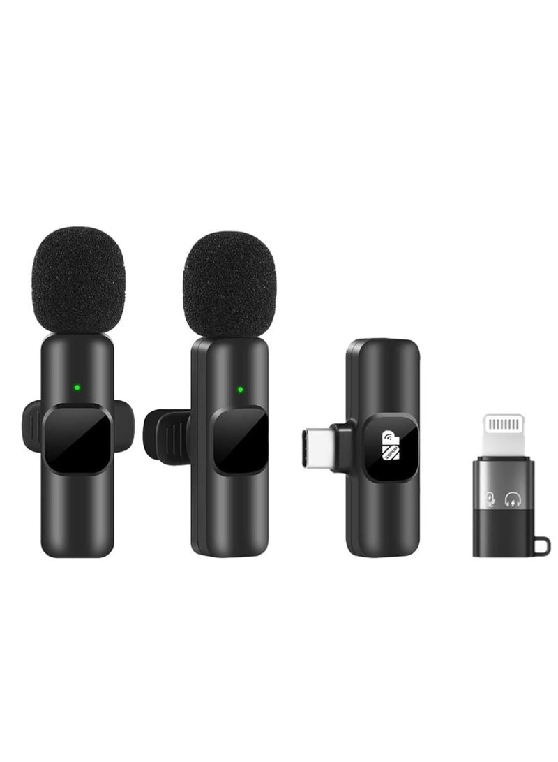 iSNUP Lavaler Wireless Dual Mic for iPhone and iPad - Multi-Way Intensive Recording Microphone with lighting port for interviews, podcasts, video, live streaming and singing - Image 1