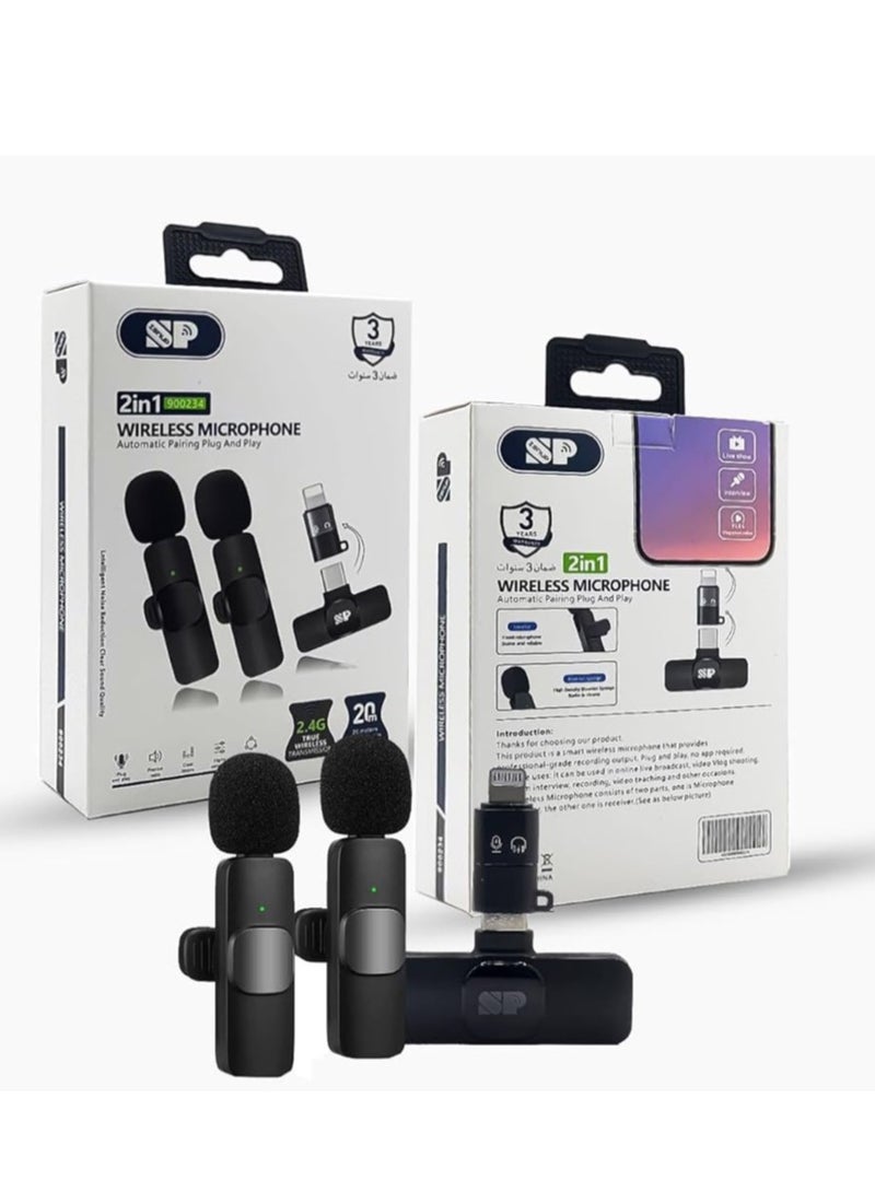 iSNUP Lavaler Wireless Dual Mic for iPhone and iPad - Multi-Way Intensive Recording Microphone with lighting port for interviews, podcasts, video, live streaming and singing - Image 2