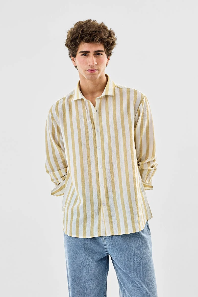 SNITCH Crushed Regular Fit Stripes Shirt