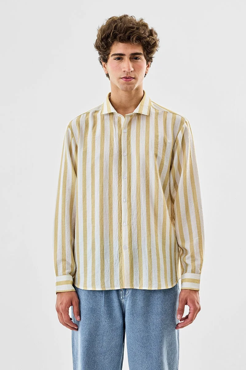 SNITCH Crushed Regular Fit Stripes Shirt