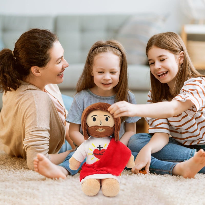 Yelakey 13" Jesus Plush Toy Heart of Jesus Plushie Savior Stuffed Doll for Church Sunday School Religious Easter Gift for Children Kids - Image 4