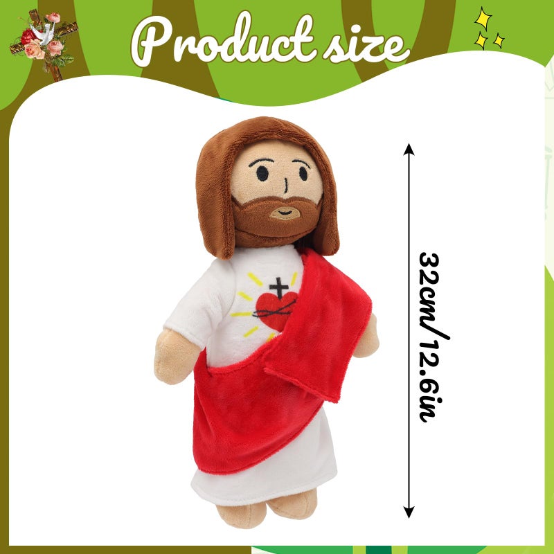 Yelakey 13" Jesus Plush Toy Heart of Jesus Plushie Savior Stuffed Doll for Church Sunday School Religious Easter Gift for Children Kids - Image 2