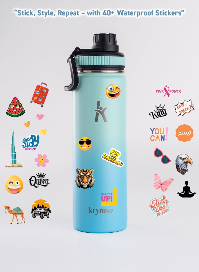 KRYMSO 650ml Stainless Steel Water Bottle, Sports Bottle with Straw, Double Wall Insulated Water Bottle, Thermos Flask, Water Bottle for kids, Gym - Image 4
