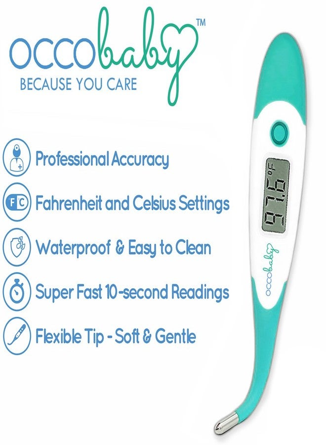 OCCObaby Clinical Digital Baby Thermometer - LCD, Flexible Tip, 10 Second Quick Accurate Fever Read Rectal Oral & Underarm Use - Waterproof Thermometer for Infants & Toddlers - Image 2