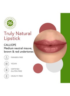 Honeybee Gardens Truly Natural Lipstick Calliope (Neutral Mauve With Brown/Red Undertones) Naturally Hydrating & Nourishing Vegan Gluten Free & Cruelty Free 0.13 Oz / 3.8 G  - Image 3