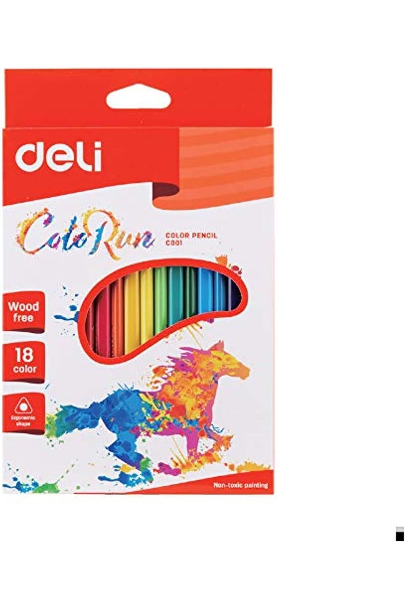 Deli 18 Colors Colored Pencils (Triangular, Multicolor) - Image 1