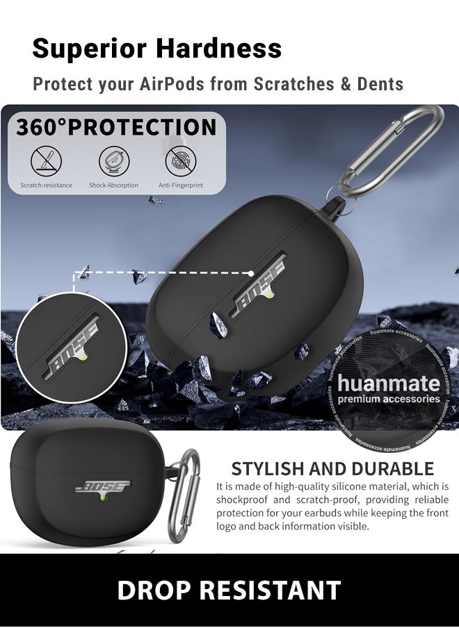 huanmate - Bose Ultra Open Silicone Case Cover - Black - Made with Soft Silicone, Lightweight & Durable - Stylish Design, Accurate Cut-outs, Easy Installation & Removal - Image 1