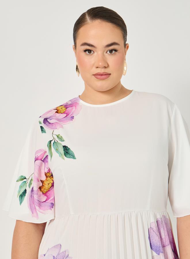 Styli Floral Pleated Dress  - Image 4