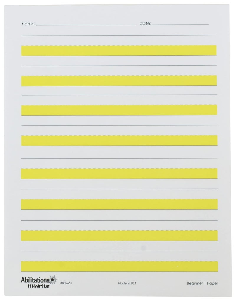 Abilitations 089661 Hi-Write Beginner Paper, Level 1, Pack of 100, Yellow/White - Image 1