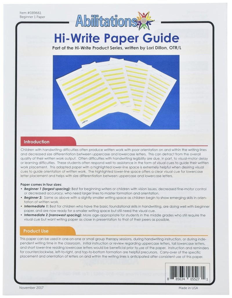 Abilitations 089661 Hi-Write Beginner Paper, Level 1, Pack of 100, Yellow/White - Image 3