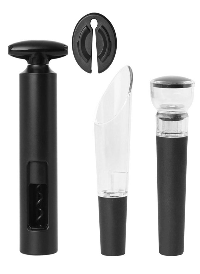 Manual Wine Opener Kit 4 in 1 Contains Foil Cutter Wine Pourer Vacuum Stopper Portable Wine Opener Wine Bottle Corkscrew for Home Party Bar Restaurant - Image 1