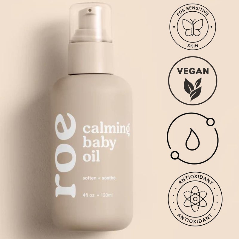 Roe Wellness Baby Oil Calming Soothes Hydrates Rough and Irritated Skin All Natural NonGreasy Hydrating Baby Oil Moisturize Full Body Calming Baby Oil - Image 3