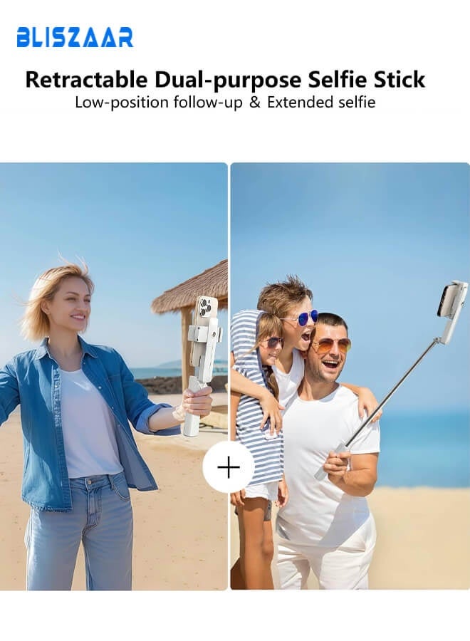 Bliszaar Extendable Mini Selfie Stick for iPhone, Pocket Size Portable Selfie Stick with Remote, Compact Phone Selfie Sticks with Phone Holder for Content Creation/Vlog/Video Record/Live Stream (White)  - Image 3