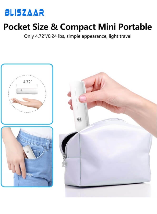 Bliszaar Extendable Mini Selfie Stick for iPhone, Pocket Size Portable Selfie Stick with Remote, Compact Phone Selfie Sticks with Phone Holder for Content Creation/Vlog/Video Record/Live Stream (White)  - Image 2