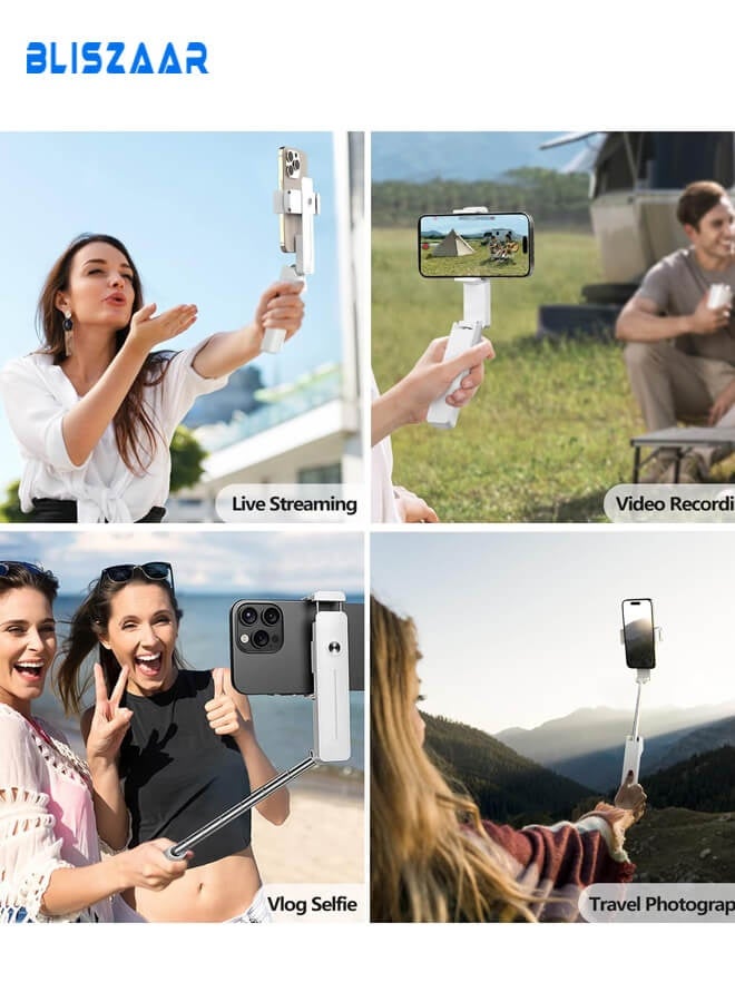 Bliszaar Extendable Mini Selfie Stick for iPhone, Pocket Size Portable Selfie Stick with Remote, Compact Phone Selfie Sticks with Phone Holder for Content Creation/Vlog/Video Record/Live Stream (White)  - Image 4