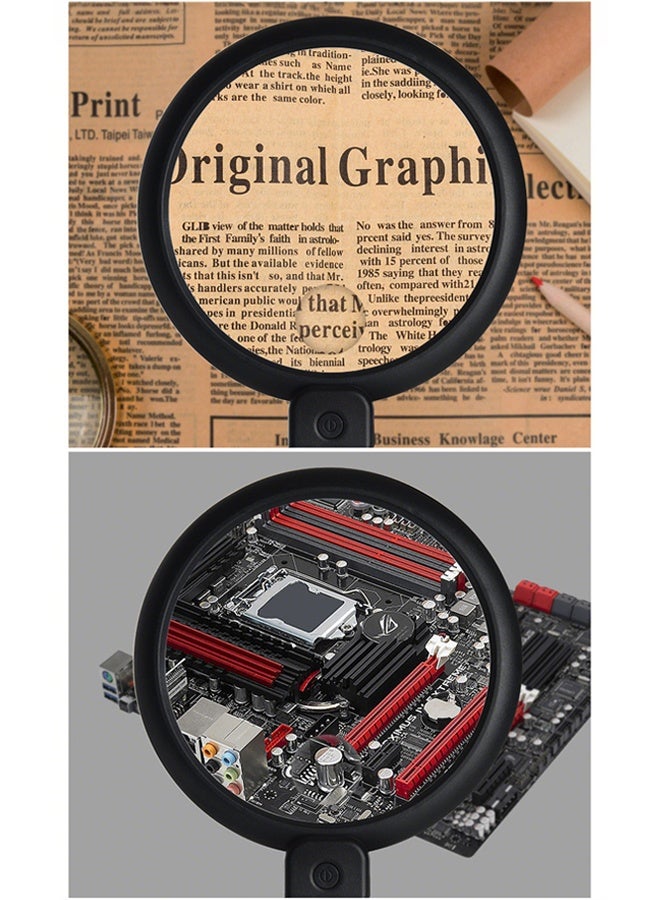 سولاكان SOLERCONM, عدسة مكبرة بدون يدين مع تكبير 5X و24 ضوء LED – عدسة كبيرة تُعلّق على الرقبة للقراءة والخياطة والحرف – تصميم متعدد الوظائف 3 في 1 لكبار السن - Image 5