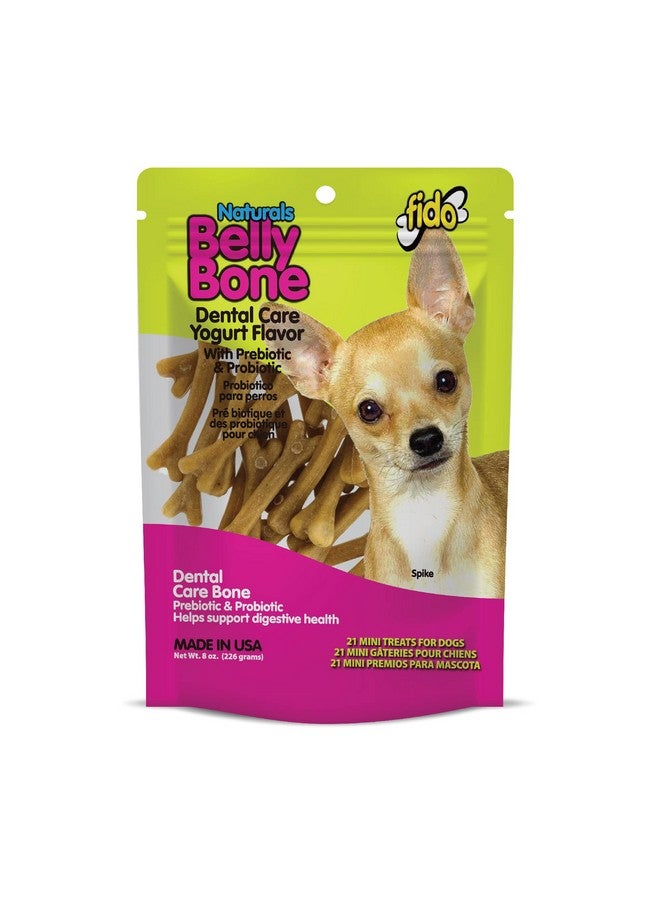 Fido Naturals Belly Bones For Dogs, 21 Yogurt Flavor Mini Dog Dental Treats (Made In Usa)  21 Count Dog Treats For Small Dogs  Plaque And Tartar Control For Fresh Breath, Digestive Health Support - Image 1