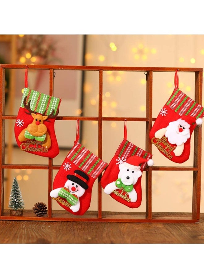 The BZ Company - Christmas Tree Decorations - Set of 4 Traditional Christmas Stockings – Christmas Decoration for Home - Sock Sack Gift Bags for Christmas Tree Decorations - Candy Pouch for Xmas New Year Holidays  - Image 4