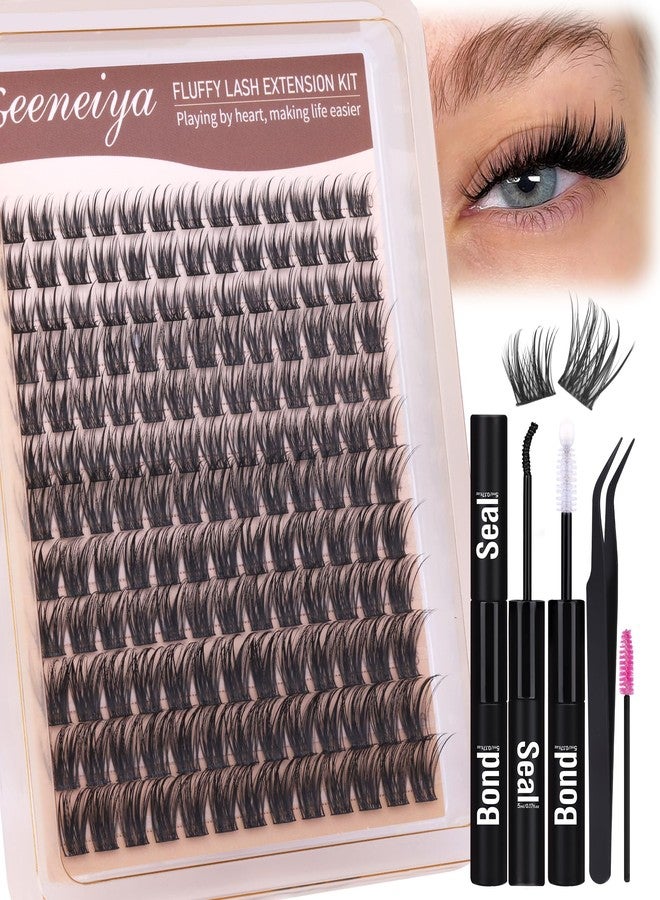 Geeneiya Wispy Lash Clusters Kit D Curl Eyelash Clusters Wispy 10-18MM DIY Lash Extension Kit Volume Cluster Eyelash Extensions Kit Individual Lashes with Waterproof Lash Bond and Seal for Beginners - Image 1