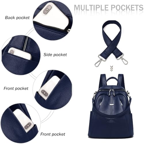 MUCHOVA Women Casual Travel Bags Stylish Medium Lightweight Backpack for Girls Fashion Multipurpose Shoulder Backpack (Blue) - Image 5