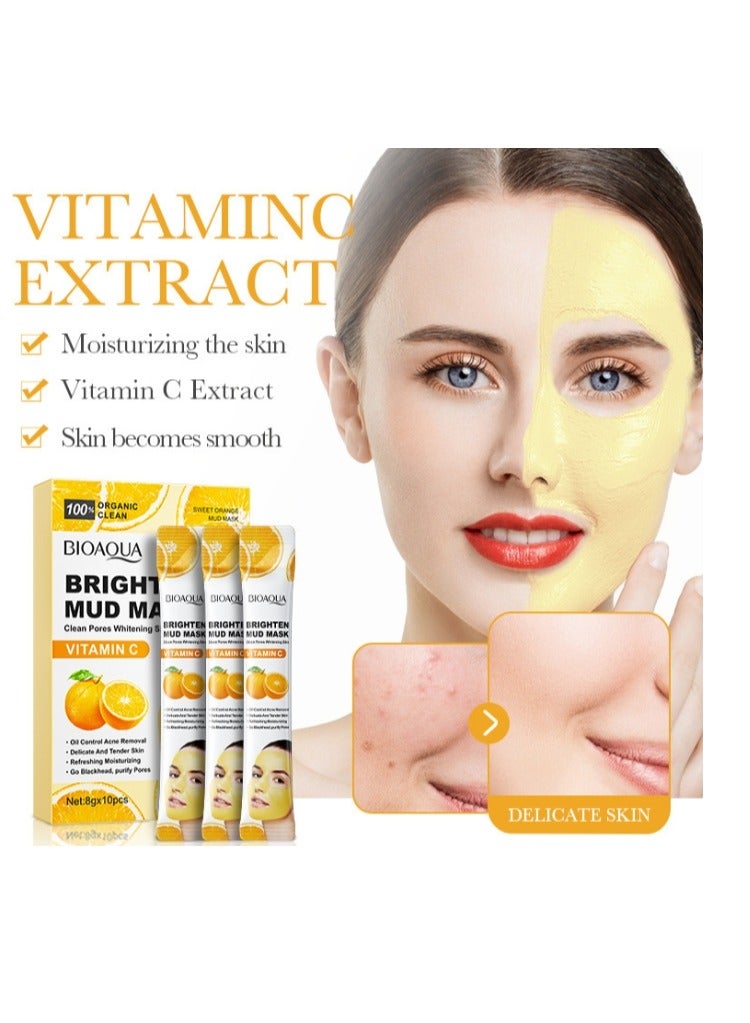 BIOAOUA 10 Pcs Vitamin C Faisal Mask Mud Clean Pores Whitening Skin - Image 2