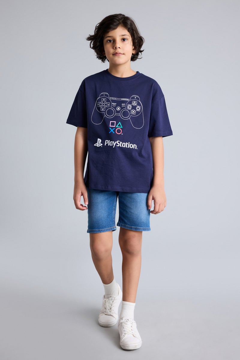 DeFacto Blue Boy Boy PlayStation Oversize T-Shirt Casual - Image 2