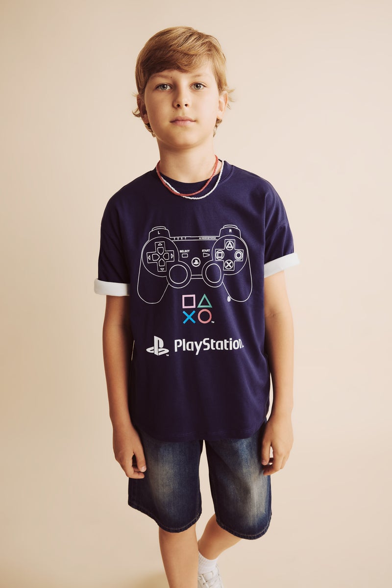 DeFacto Blue Boy Boy PlayStation Oversize T-Shirt Casual - Image 3