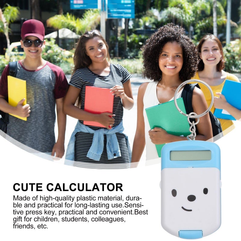 Portable Mini Calculator For Students Pocket Size Blue Plastic Desktop For School Office - Image 5
