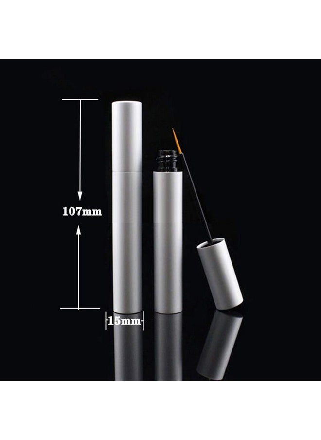 lasenersm lasenersm 4 Pieces 5ml Aluminum Empty Eyeliner Tubes Refillable Eyelash Growth Liquid Bottle Plastic Eyeliner Vials Tube with Brush Eyelash Growth Oil Mascara Tube with 2 Mini Funnels, Matte-Silver  - Image 2
