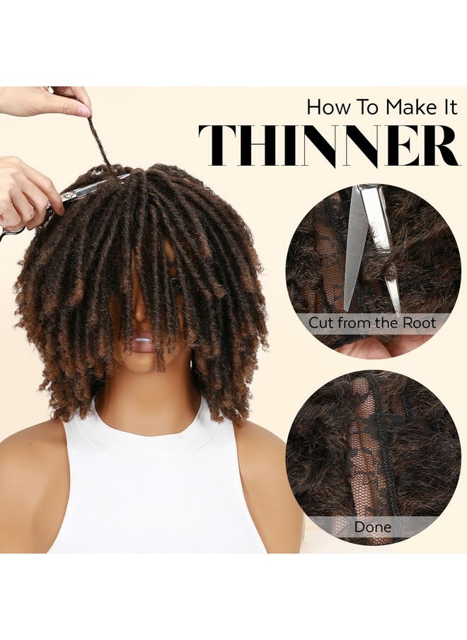 هان باروكة شعر مستعار قصير من HANNE Dreadlock، للنساء والرجال ذوي البشرة السمراء، باروكة شعر مستعار صناعي مجعد أفريقي، باروكة شعر كروشيه مضفرة (1B/30#)  - Image 4