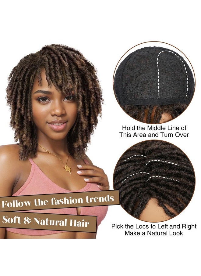 هان باروكة شعر مستعار قصير من HANNE Dreadlock، للنساء والرجال ذوي البشرة السمراء، باروكة شعر مستعار صناعي مجعد أفريقي، باروكة شعر كروشيه مضفرة (1B/30#)  - Image 5