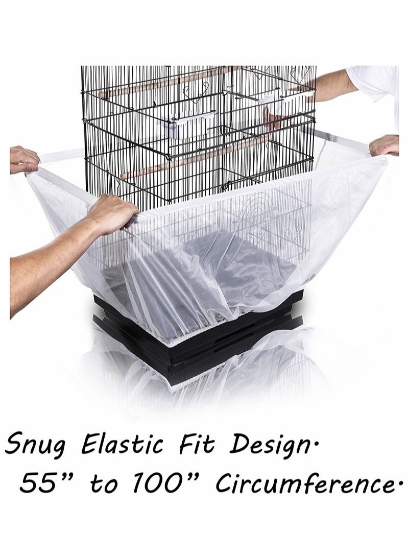 Aikanbo - Bird Cage Seed Catcher Adjustable Bird Cage Net Cover Birdcage Seed Feather Catcher Soft Skirt Guard Birdcage Nylon Mesh Netting for Parrot Parakeet Macaw Round Square Cages Prevent Scatter and Mess - Image 1