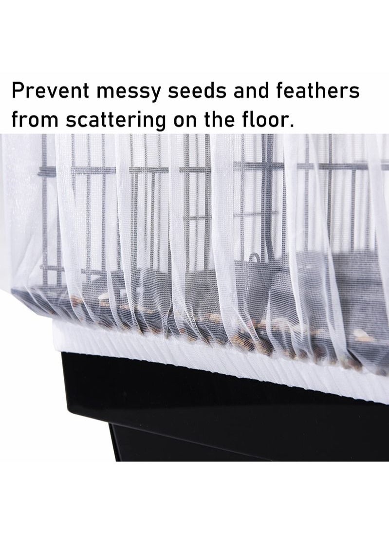 Aikanbo - Bird Cage Seed Catcher Adjustable Bird Cage Net Cover Birdcage Seed Feather Catcher Soft Skirt Guard Birdcage Nylon Mesh Netting for Parrot Parakeet Macaw Round Square Cages Prevent Scatter and Mess - Image 1