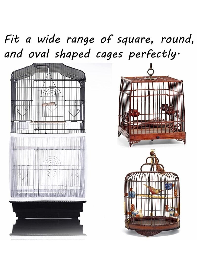 Aikanbo - Bird Cage Seed Catcher Adjustable Bird Cage Net Cover Birdcage Seed Feather Catcher Soft Skirt Guard Birdcage Nylon Mesh Netting for Parrot Parakeet Macaw Round Square Cages Prevent Scatter and Mess - Image 1