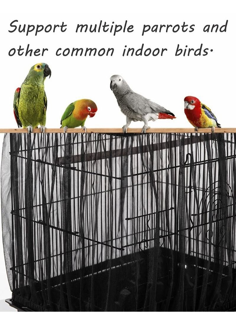 Aikanbo - Bird Cage Seed Catcher Adjustable Bird Cage Net Cover Birdcage Seed Feather Catcher Soft Skirt Guard Birdcage Nylon Mesh Netting for Parrot Parakeet Macaw Round Square Cages Prevent Scatter and Mess - Image 1