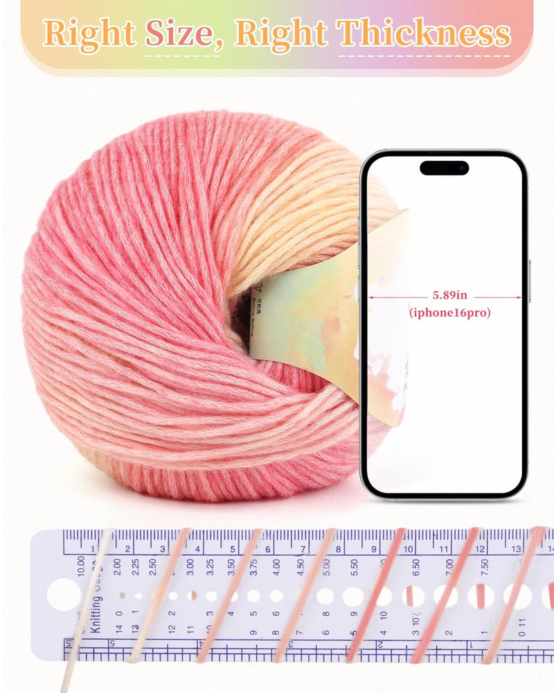 Coopay Yarn for Crocheting Knitting, Gradient Cake Yarns, 2 Ã— 3.53oz - 240yds - 50% Cotton 50% Acrylic Ombre Yarns, Crochet Yarn for Blankets, Shawls, Scarves (109 Flower Season) - Image 4