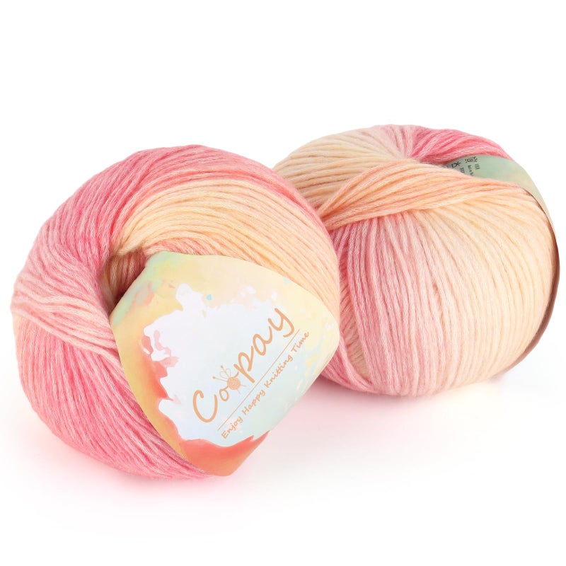 Coopay Yarn for Crocheting Knitting, Gradient Cake Yarns, 2 Ã— 3.53oz - 240yds - 50% Cotton 50% Acrylic Ombre Yarns, Crochet Yarn for Blankets, Shawls, Scarves (109 Flower Season) - Image 1