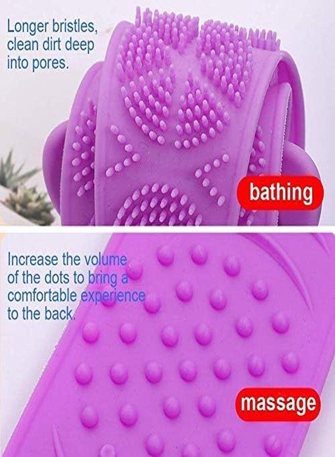 Anasis Silicone Body Back Scrubber - Blue Double Side Bathing Brush for Skin Deep Cleaning Massage | Dead Skin Removal Exfoliating Belt for Shower| Back Body Scruber - Image 3