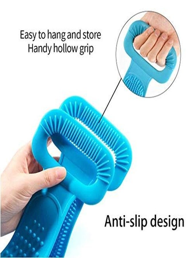 Anasis Silicone Body Back Scrubber - Blue Double Side Bathing Brush for Skin Deep Cleaning Massage | Dead Skin Removal Exfoliating Belt for Shower| Back Body Scruber - Image 5