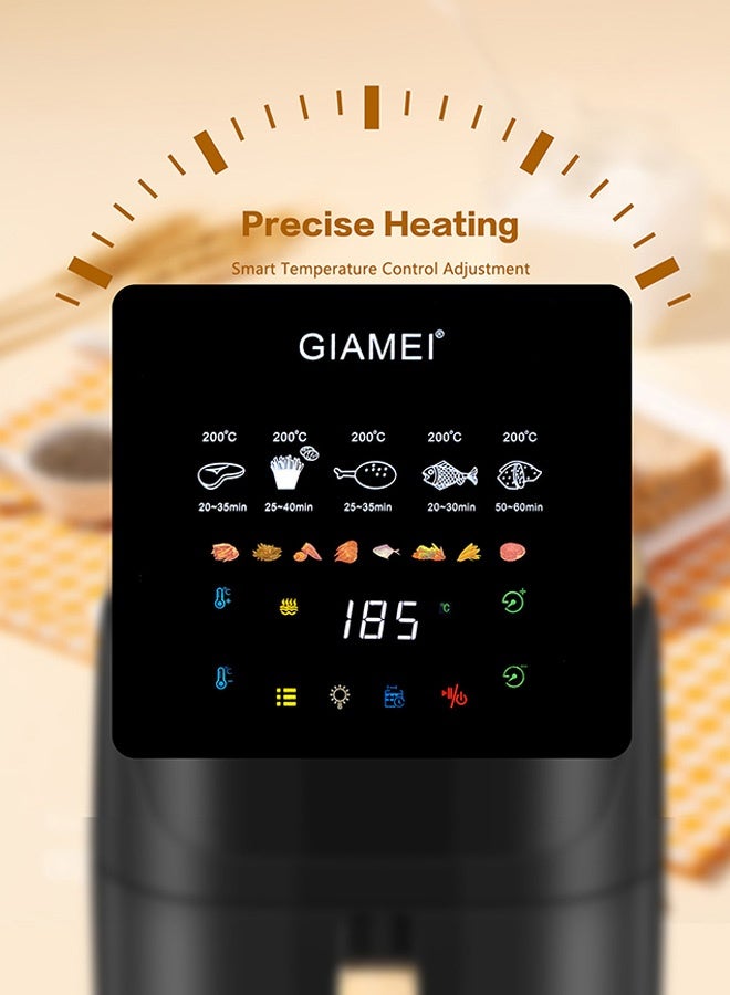 GIAMEI Home Air Fryer Oven – 8L Touchscreen Air Fryer with 8 Pre-set Menus，2000W, up to 90% Less Oil, and Clearlook Window,80-200 °C Temperature control - Image 4